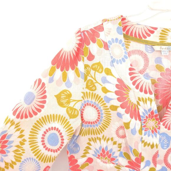 Boden 100% linen kaftan tunic shift dress Size 10 floral beach coastal cruise - Picture 2 of 9